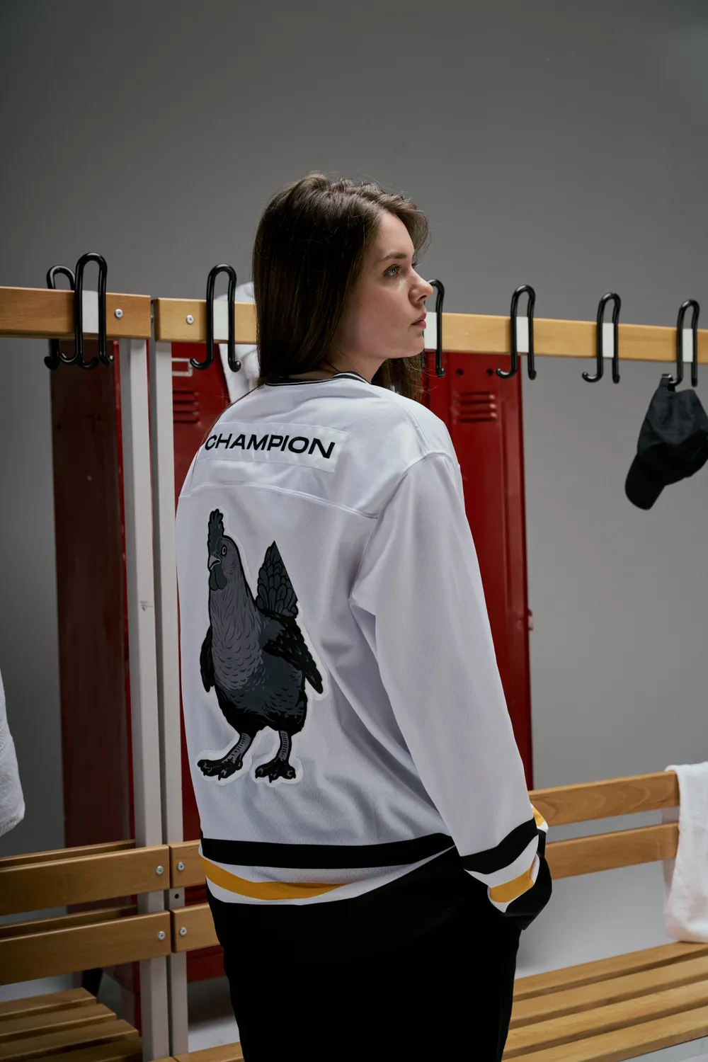 ESL Champion Patch Hockey Jersey tricou alb poliester