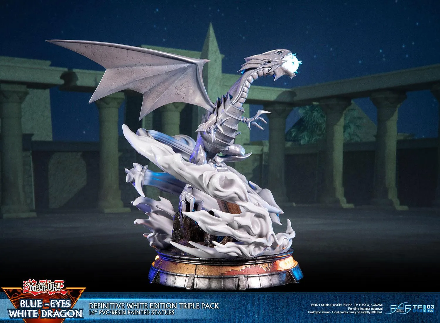First 4 Figures Yu-Gi-Oh Blue-Eyes White Dragon statueta triplu pack