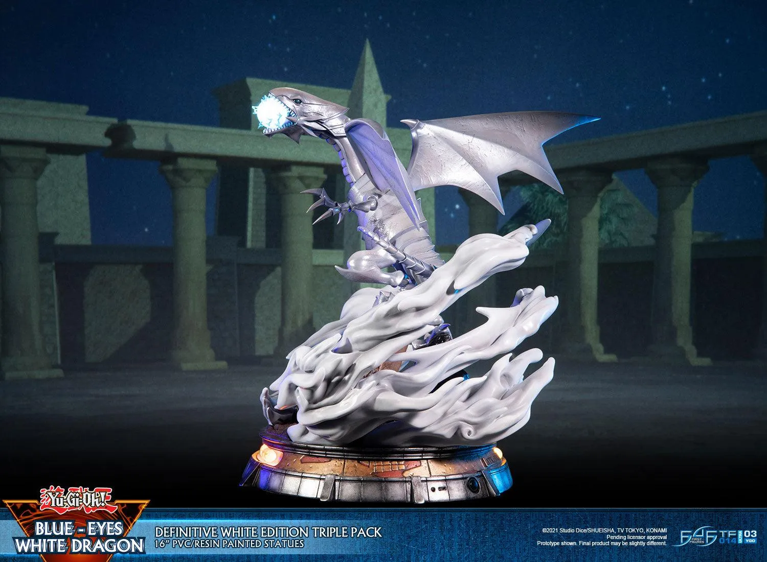 First 4 Figures Yu-Gi-Oh Blue-Eyes White Dragon statueta triplu pack