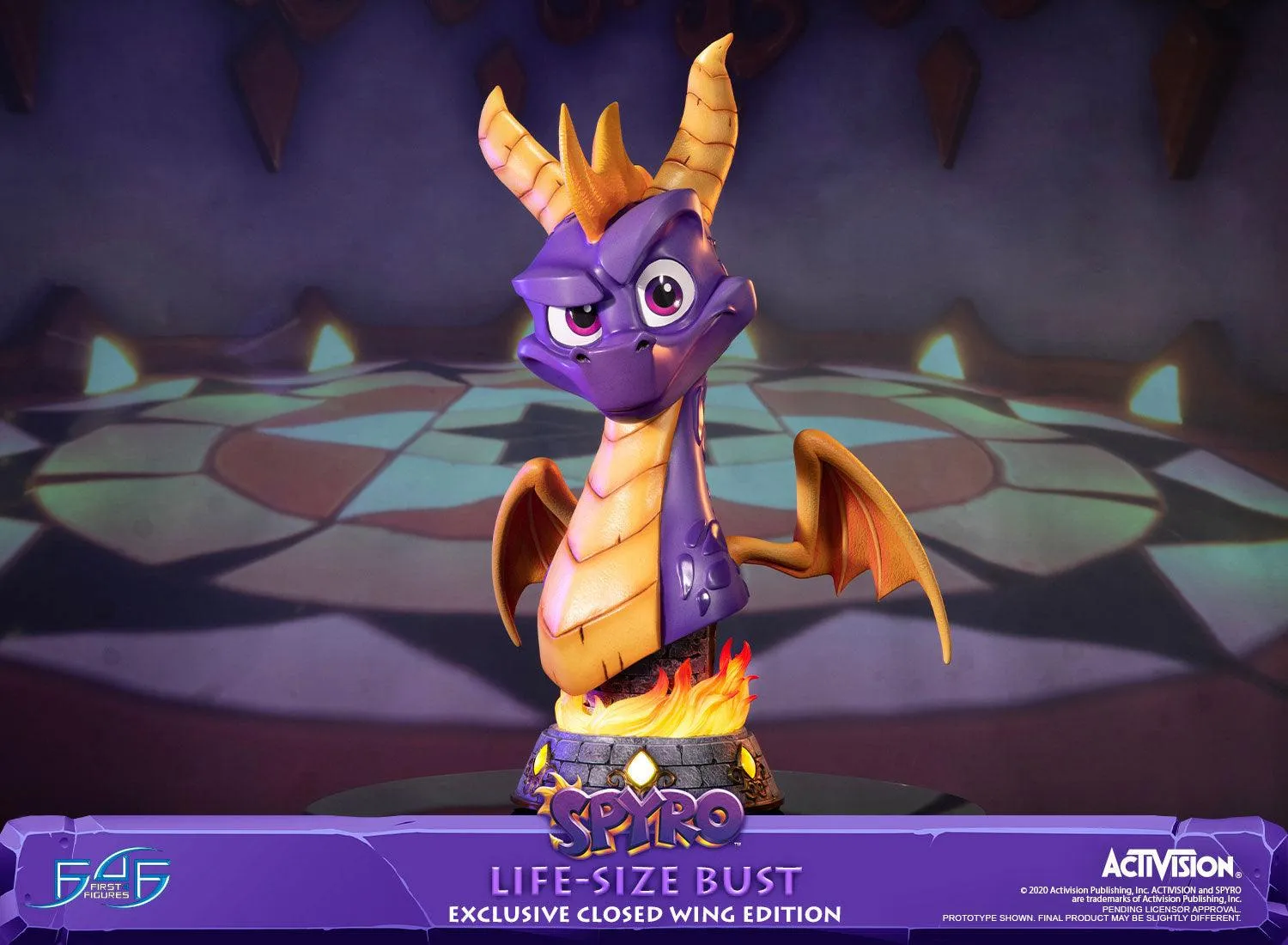 First 4 Figures Spyro Life-Size Bust statuetă Closed Wing LED