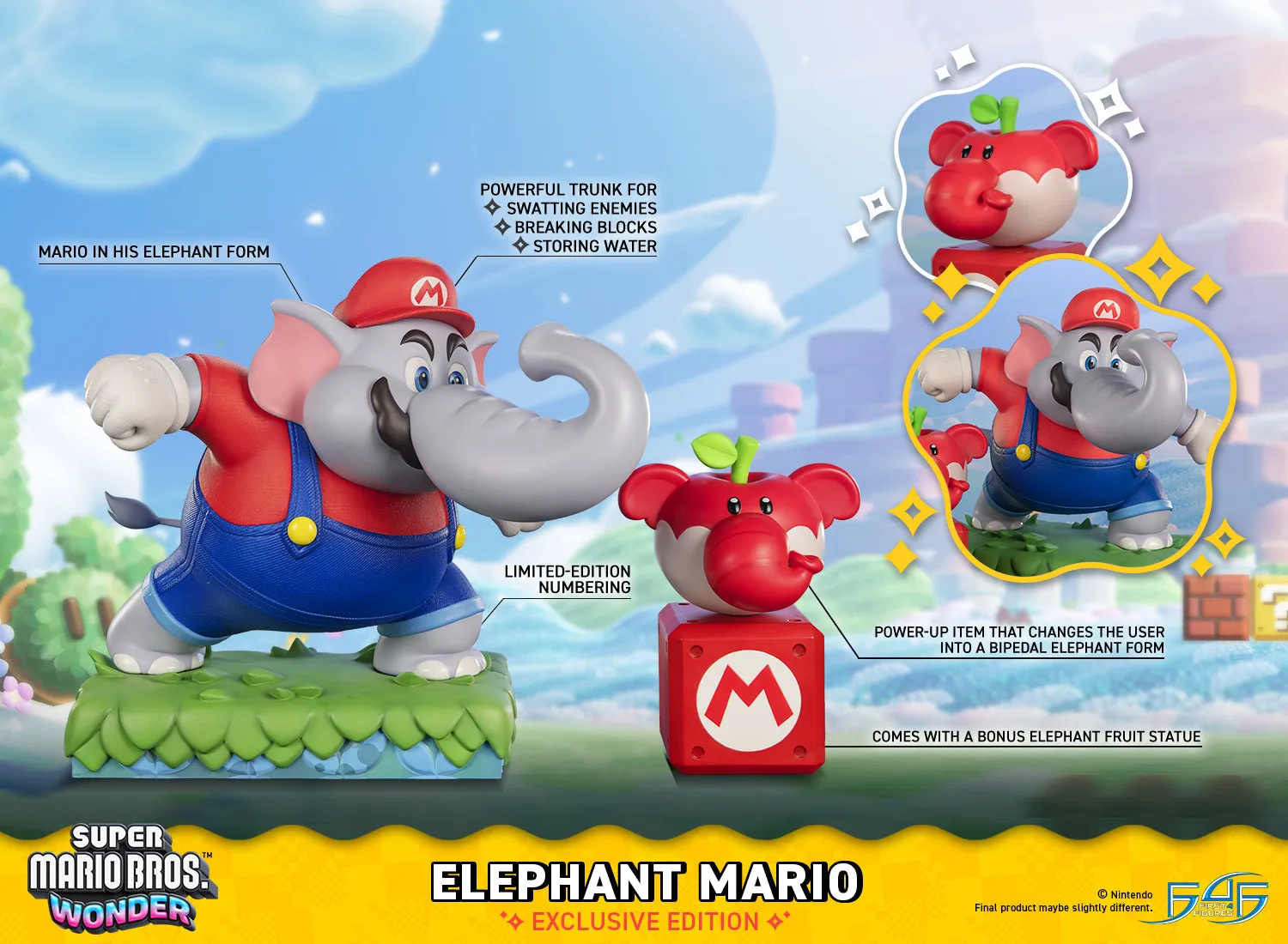 First 4 Figures Super Mario Wonder Elephant Mario statueta