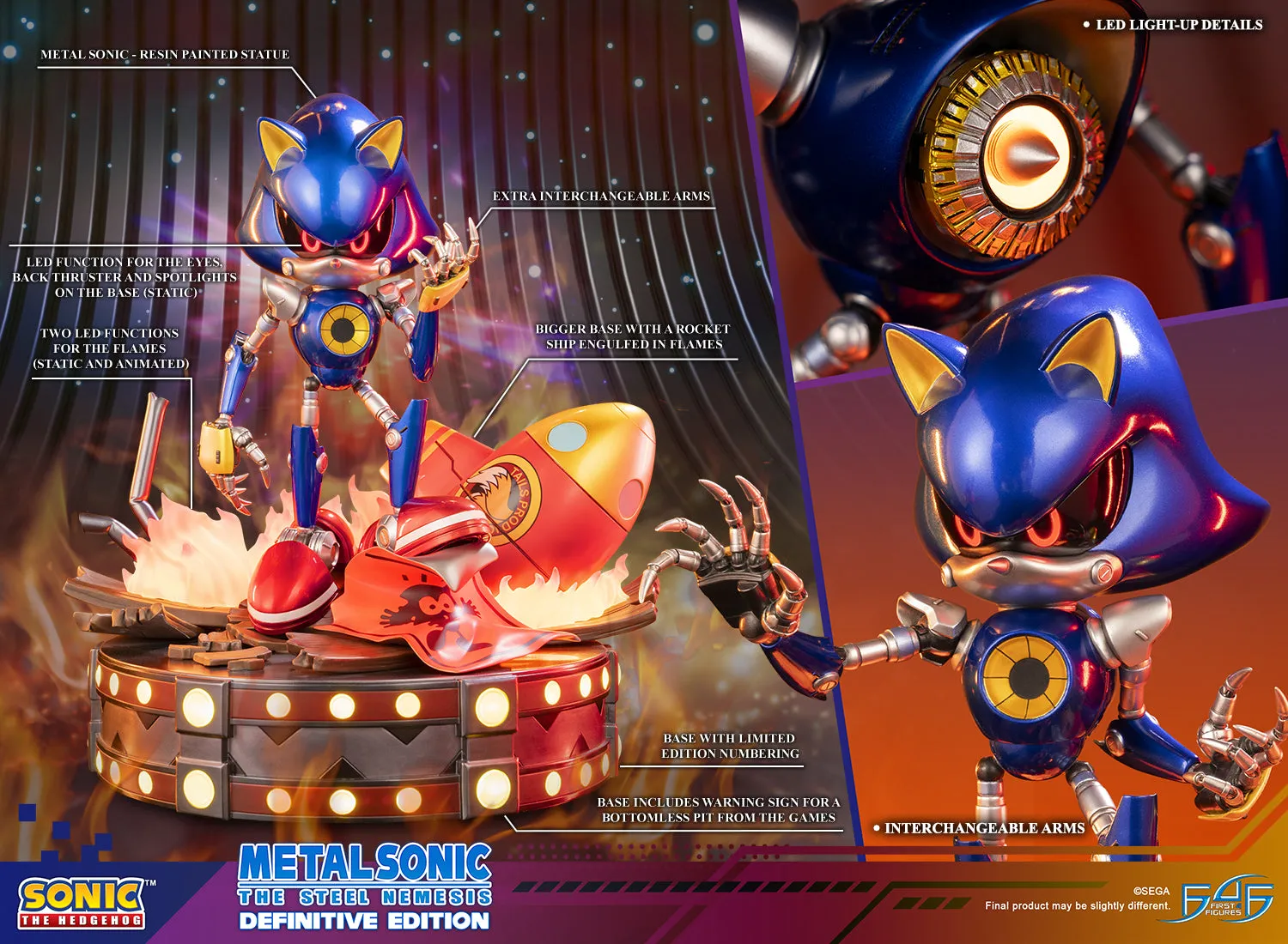 First 4 Figures Sonic Metal Sonic statueta Definitive LED