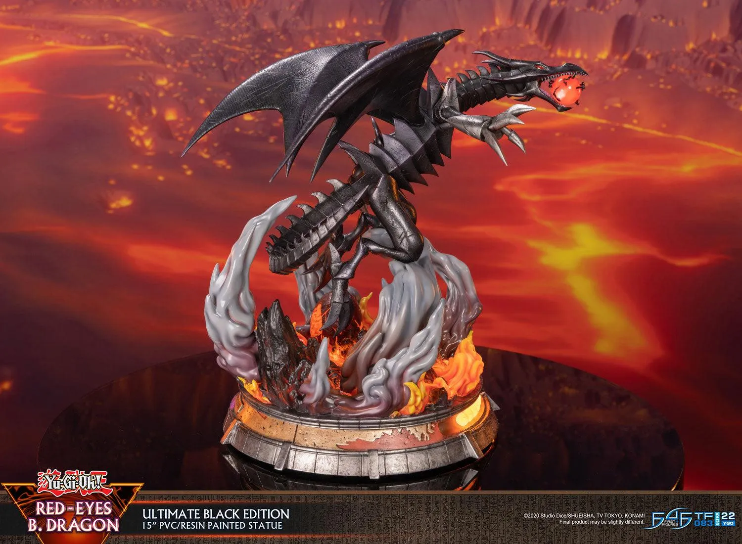 First 4 Figures Yu-Gi-Oh Red-Eyes B. Dragon statueta LED Ultimate Black