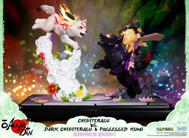 First 4 Figures Okamiden Chibiterasu Dark Chibiterasu Kuni statuetă Exclusive