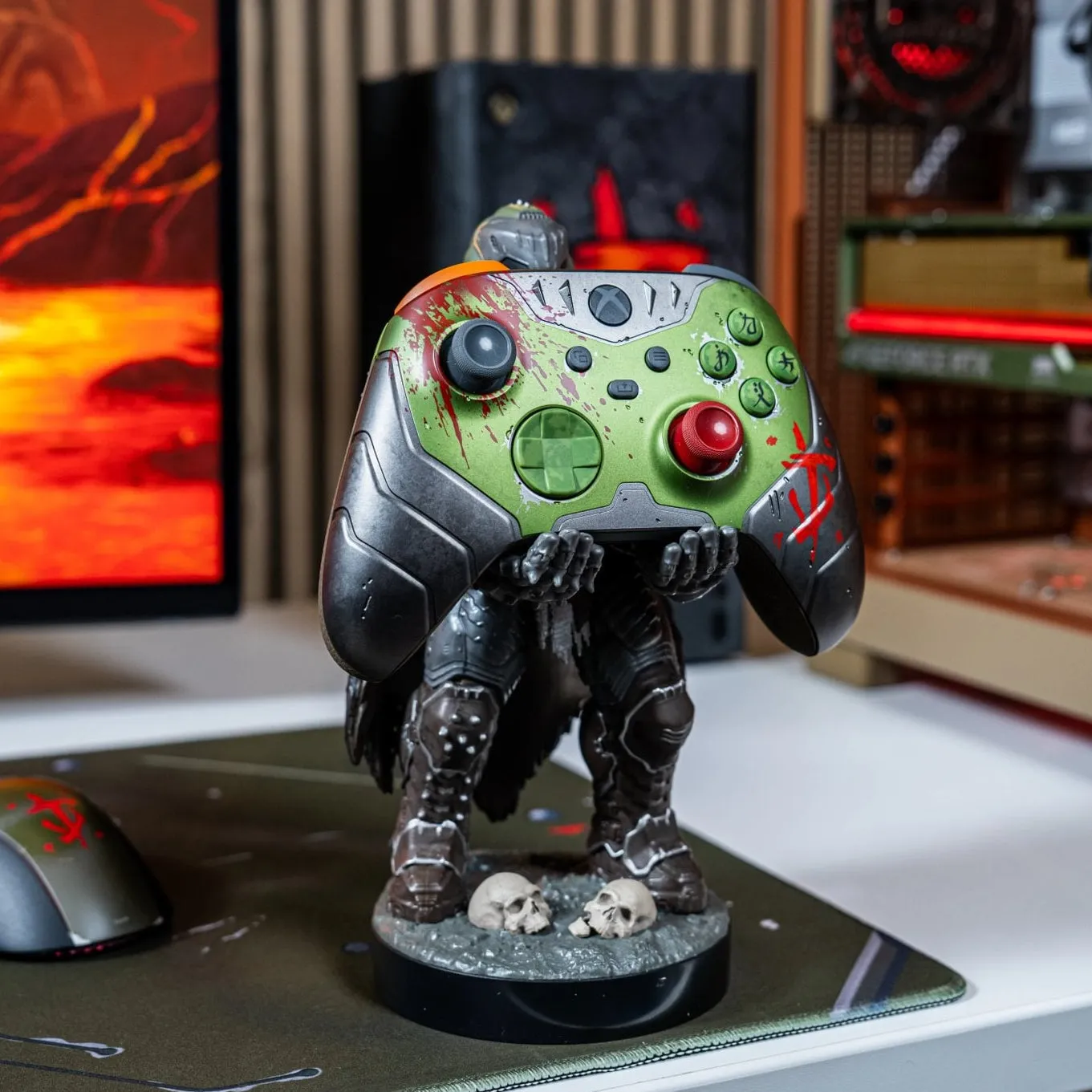 Exquisite Gaming Cable Guys Doom Slayer suport controller verde