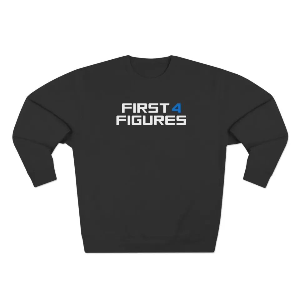 First 4 Figures Logo Premium Crewneck hanorac negru bumbac