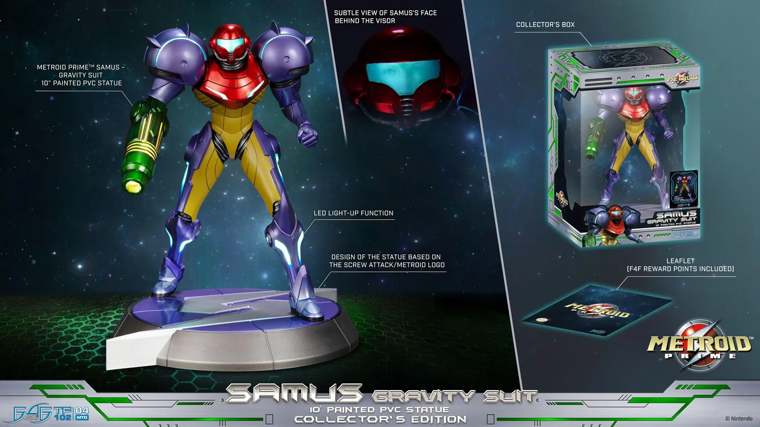 First 4 Figures Metroid Prime Samus Gravity Suit statueta Collector LED