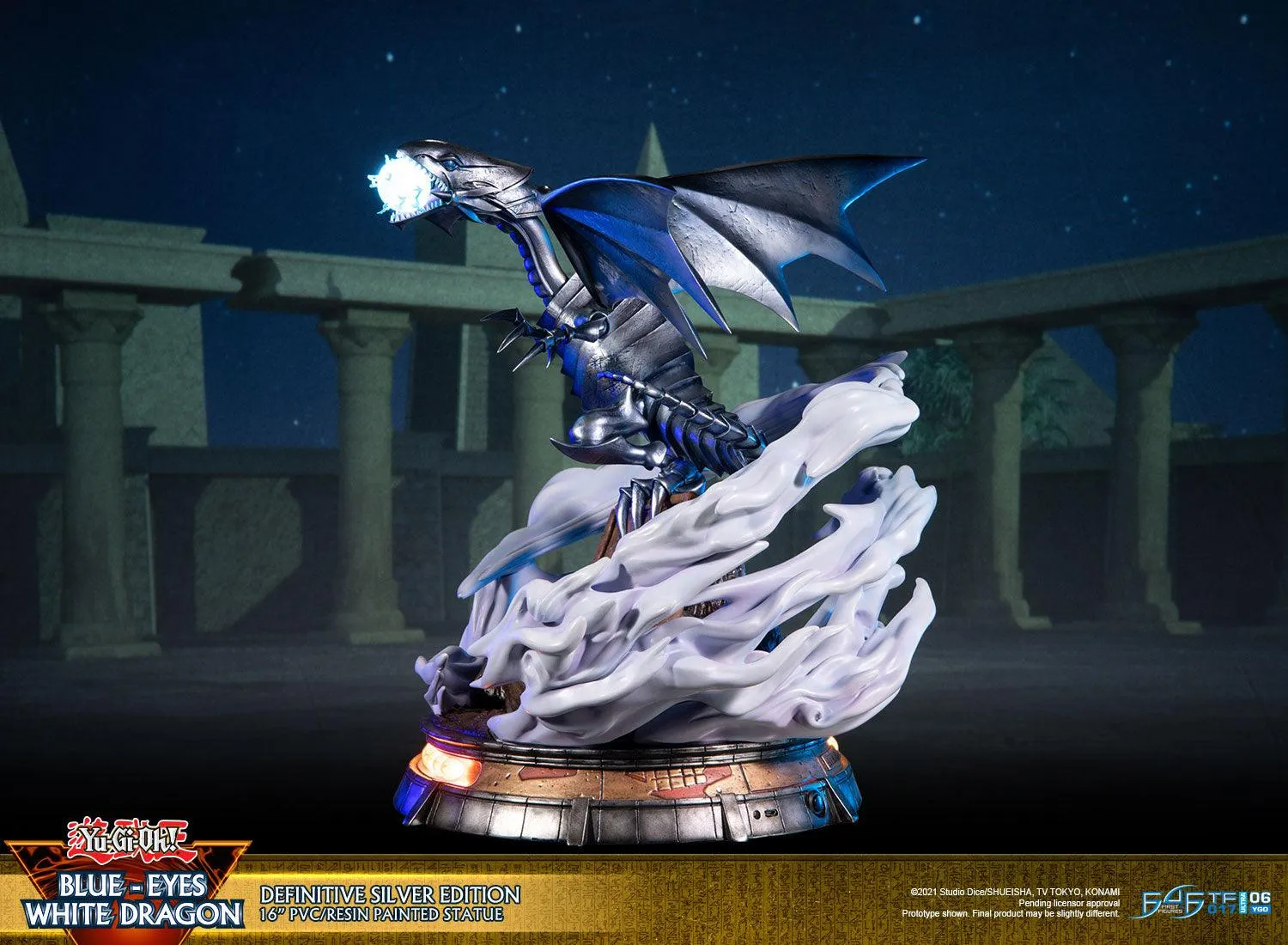 First 4 Figures Yu-Gi-Oh Blue-Eyes statueta Silver PVC LED