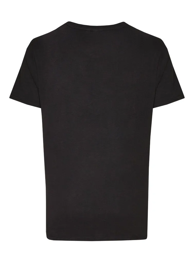 ESL Short Sleeve tricou negru bumbac logo alb marimi mari