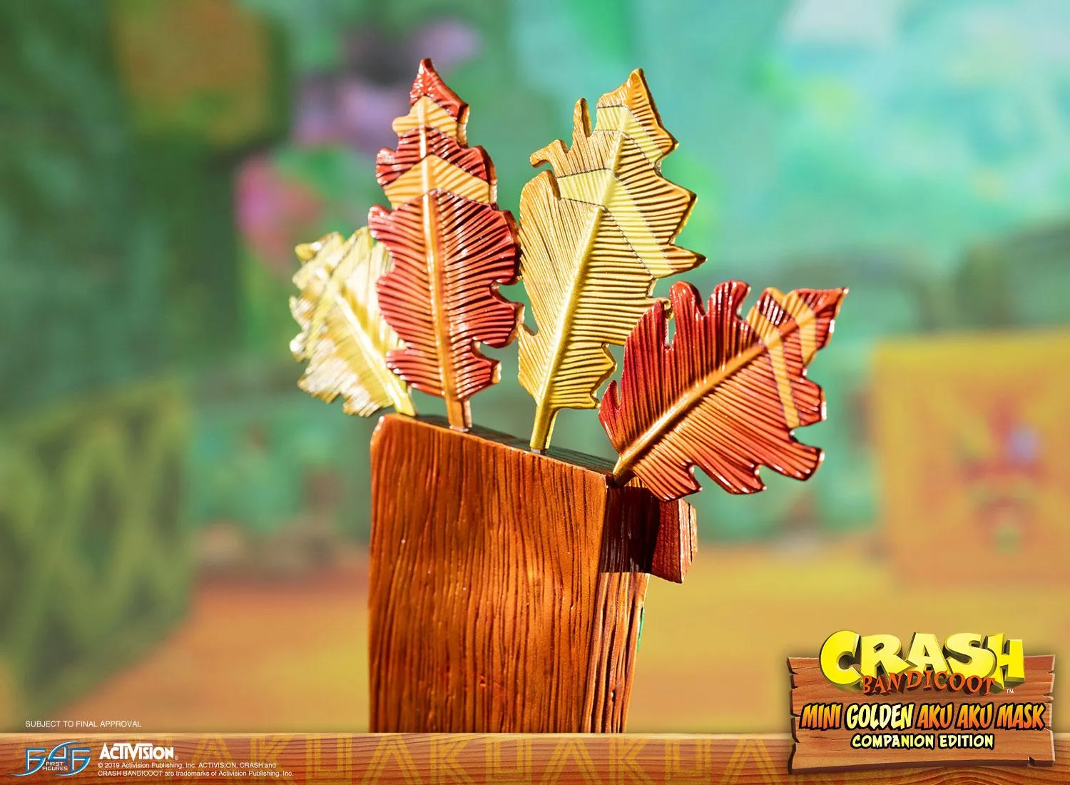 First 4 Figures Crash Bandicoot Mini Golden Aku Aku Mask statueta aurie LED