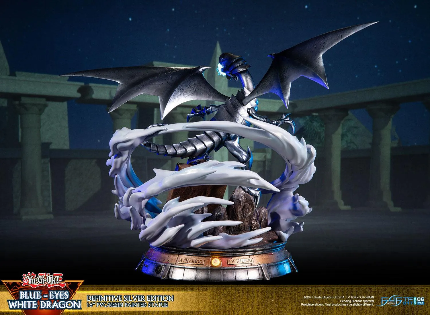 First 4 Figures Yu-Gi-Oh Blue-Eyes statueta Silver PVC LED