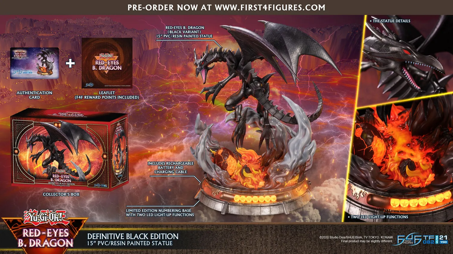First 4 Figures Yu-Gi-Oh Red-Eyes statuetă Black Edition
