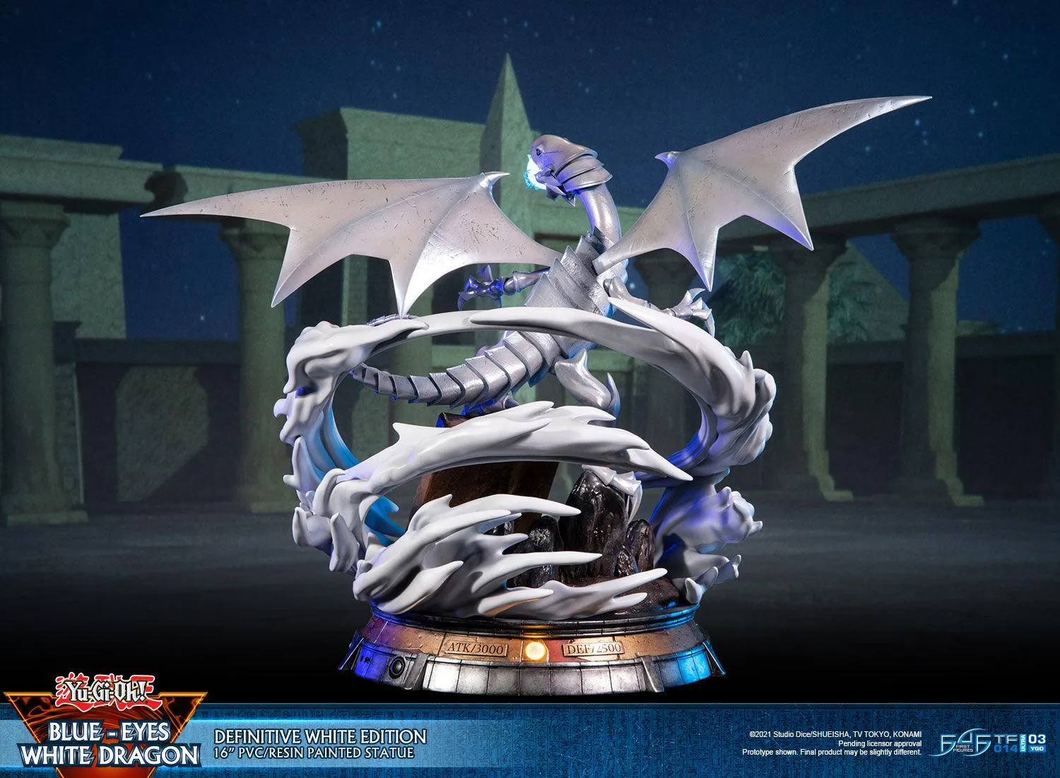 First 4 Figures Yu-Gi-Oh Blue-Eyes statuetă White Edition LED