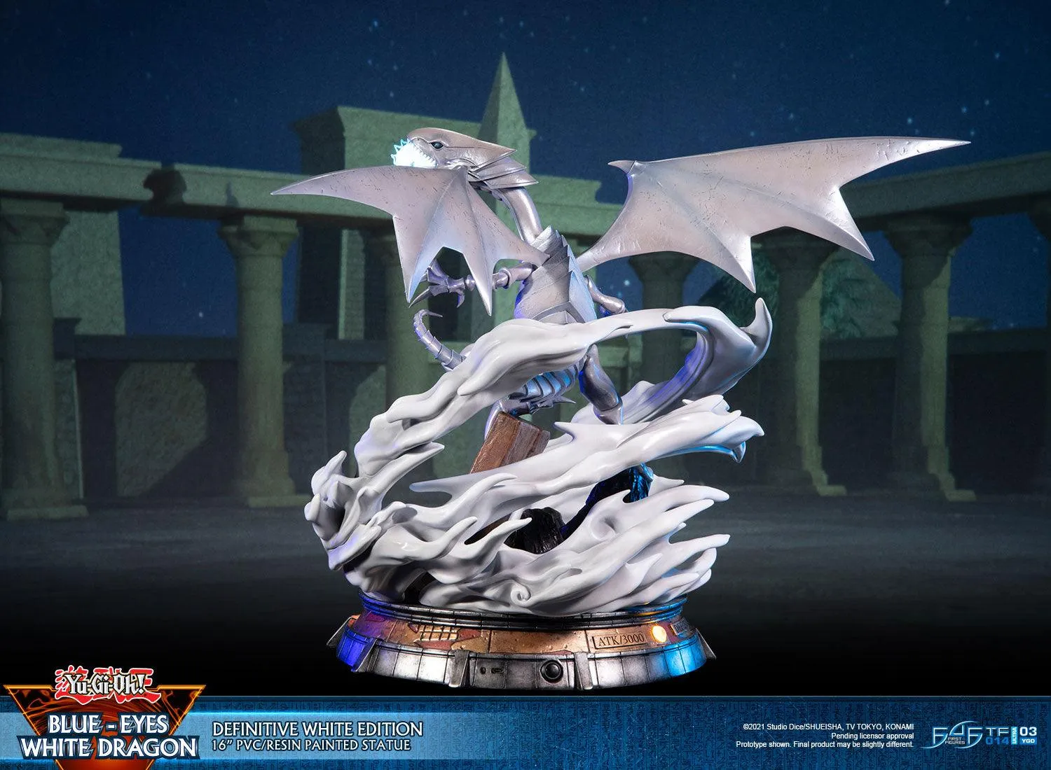 First 4 Figures Yu-Gi-Oh Blue-Eyes statuetă White Edition LED