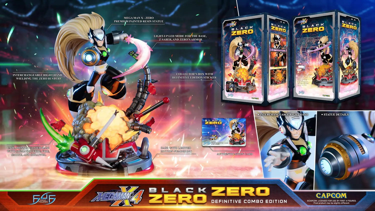 First 4 Figures Mega Man X Zero Combo statueta Definitive rasina LED