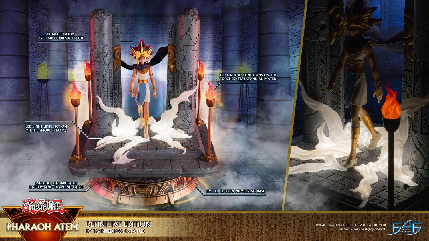 First 4 Figures Yu-Gi-Oh Pharaoh Atem statuetă Definitive Edition cu LED