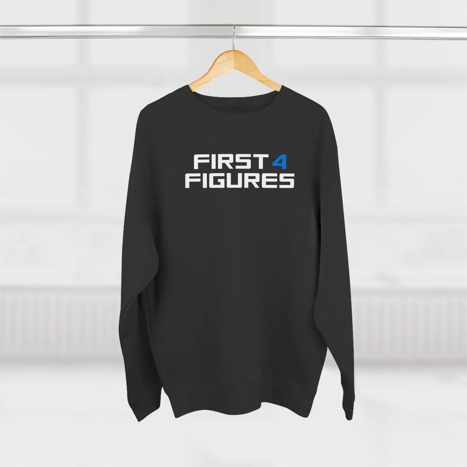 First 4 Figures Logo Premium Crewneck hanorac negru bumbac