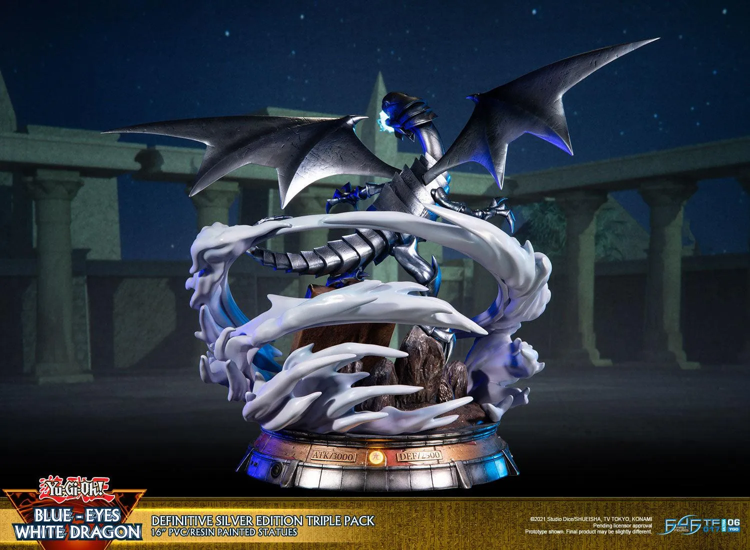 First 4 Figures Yu-Gi-Oh Blue-Eyes White Dragon statueta Silver Triple