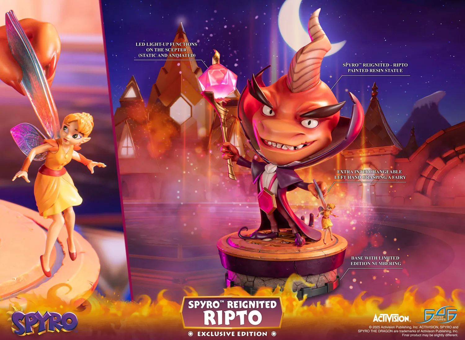 First 4 Figures Spyro Ripto statueta rasina exclusiva LED