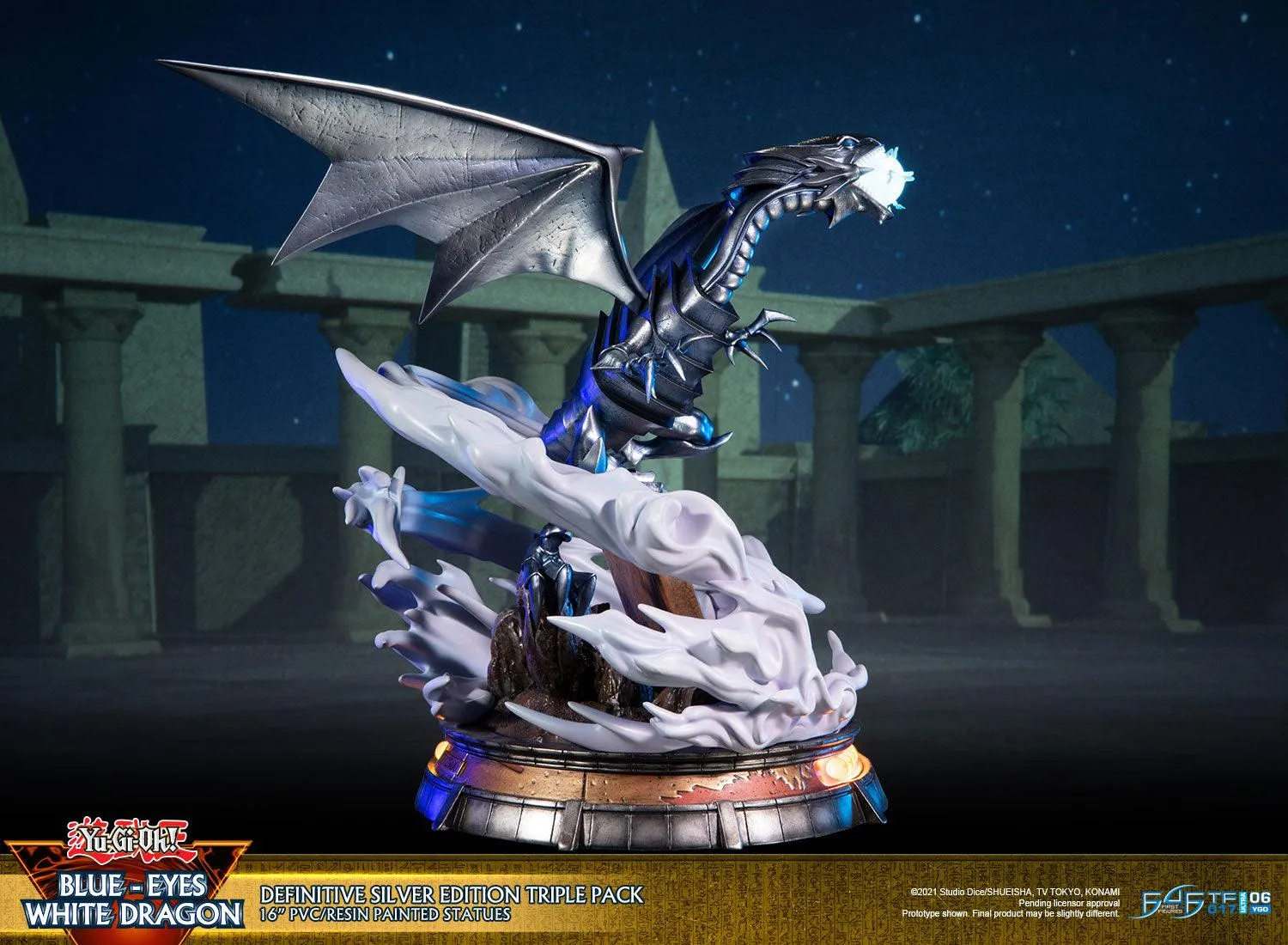 First 4 Figures Yu-Gi-Oh Blue-Eyes White Dragon statueta Silver Triple