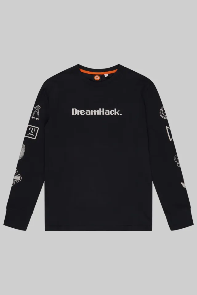 DreamHack Pixel Grind Logo tricou maneca lunga negru bumbac