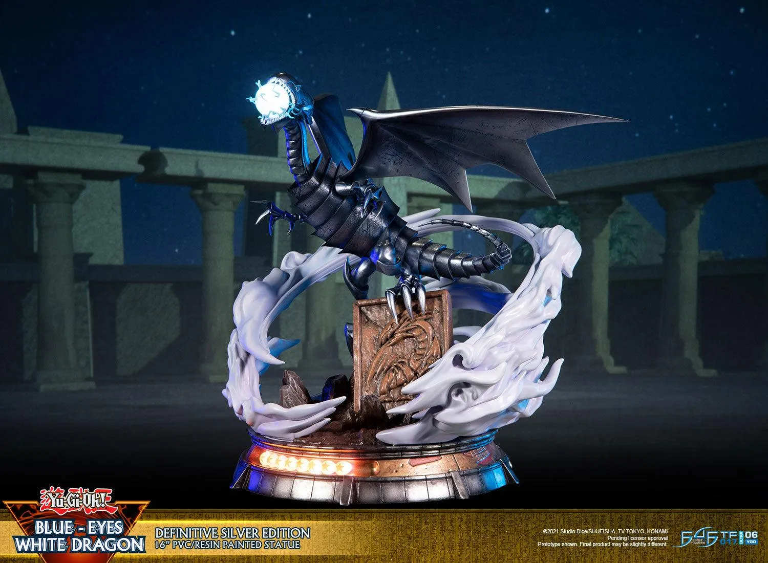 First 4 Figures Yu-Gi-Oh Blue-Eyes statueta Silver PVC LED