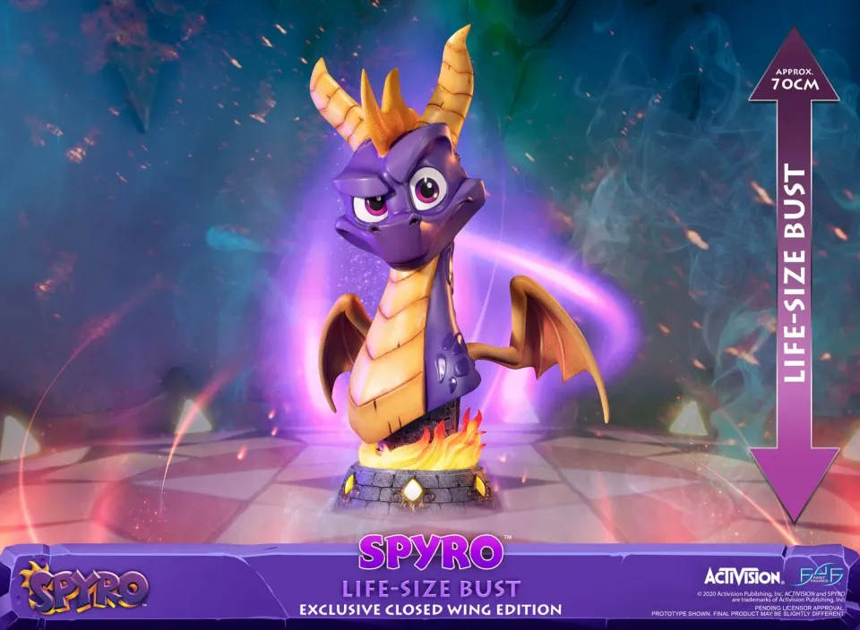 First 4 Figures Spyro Life-Size Bust statuetă Closed Wing LED