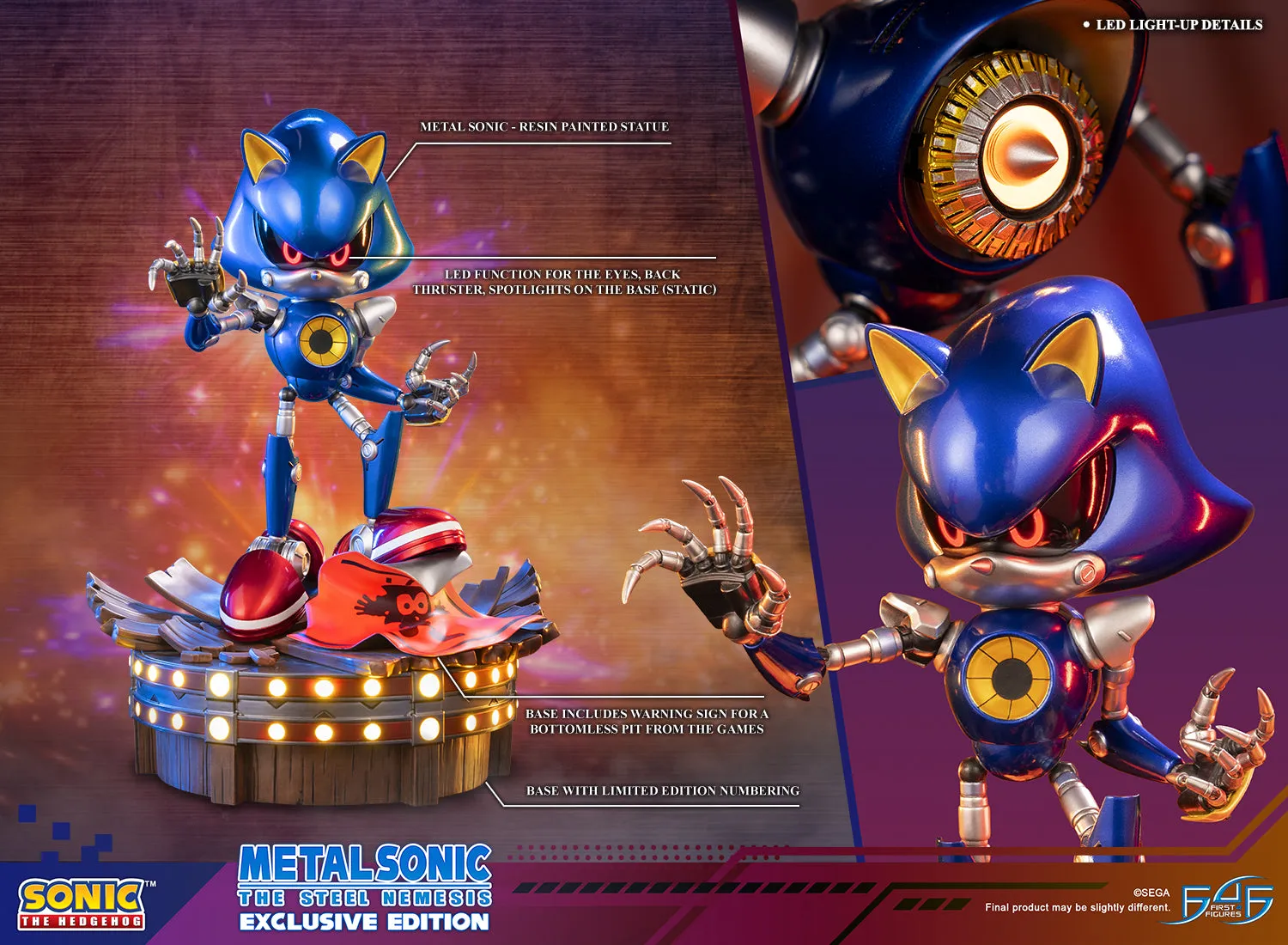 First 4 Figures Sonic Metal Sonic statuetă Exclusive Edition cu LED