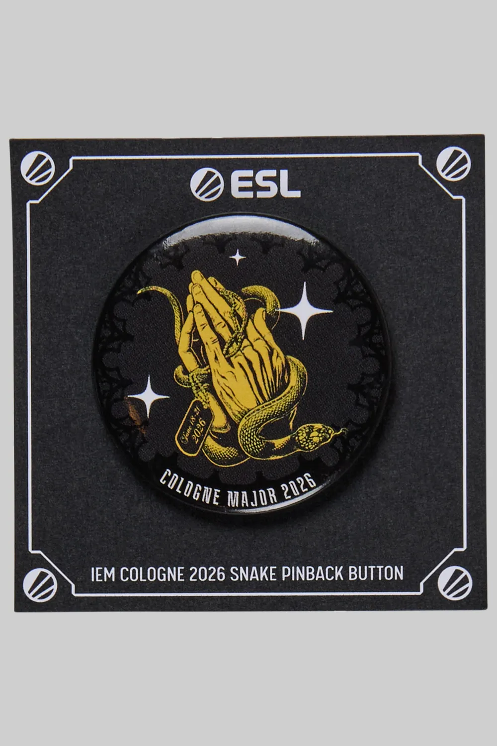 ESL Gaming IEM Cologne 2026 insignă neagră șarpe