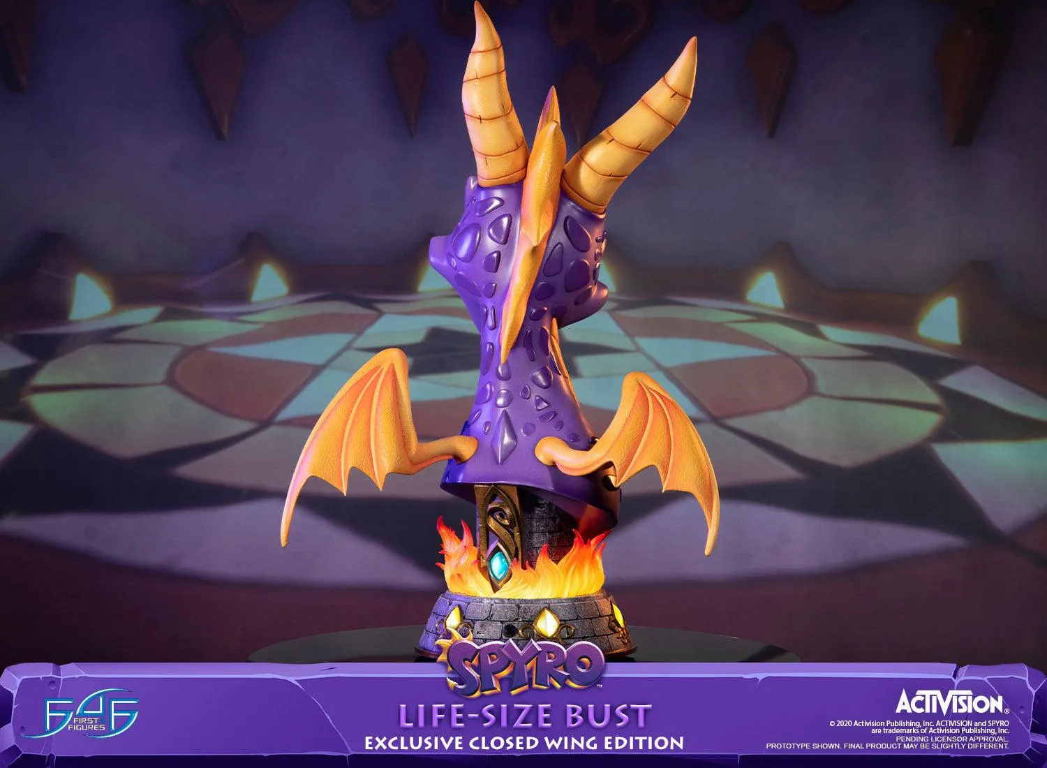 First 4 Figures Spyro Life-Size Bust statuetă Closed Wing LED