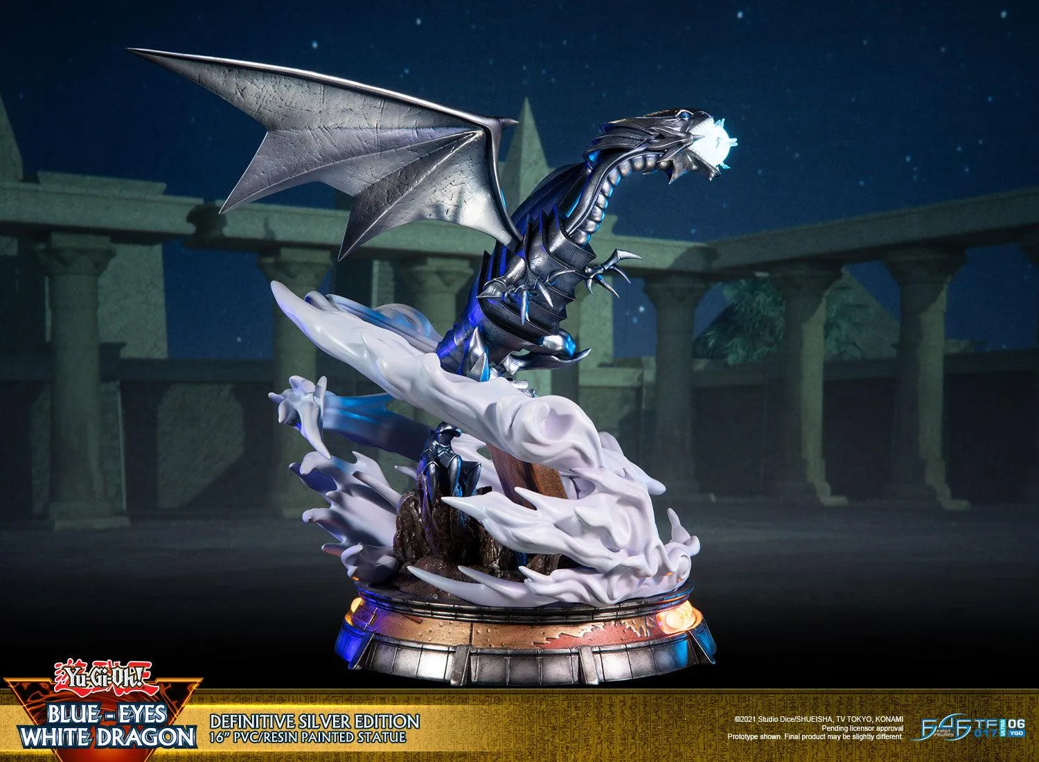 First 4 Figures Yu-Gi-Oh Blue-Eyes statueta Silver PVC LED