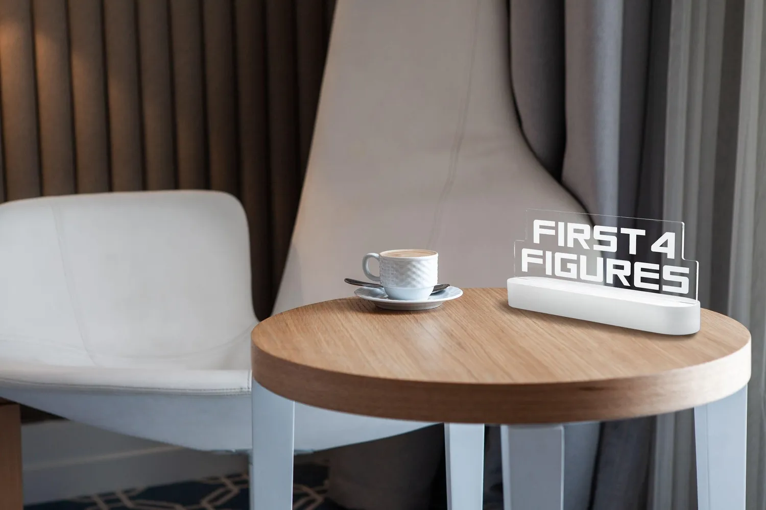 First 4 Figures F4F Logo Light lampă gaming Albă
