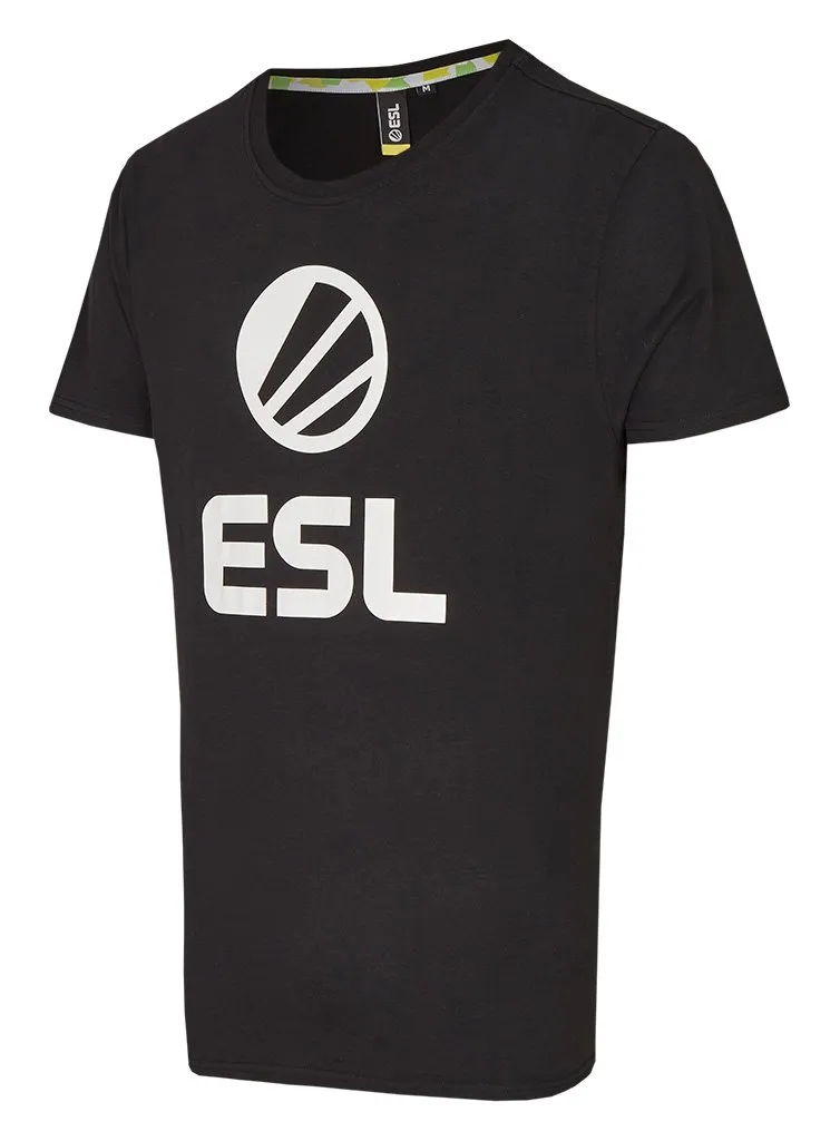 ESL Short Sleeve tricou negru bumbac logo alb marimi mari