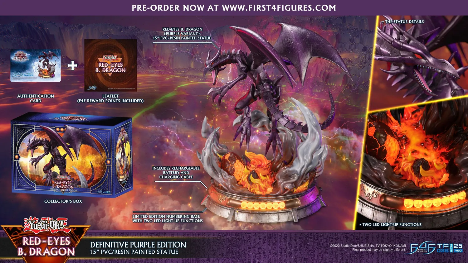 First 4 Figures Yu-Gi-Oh! Red-Eyes B. Dragon statuetă Definitive Purple