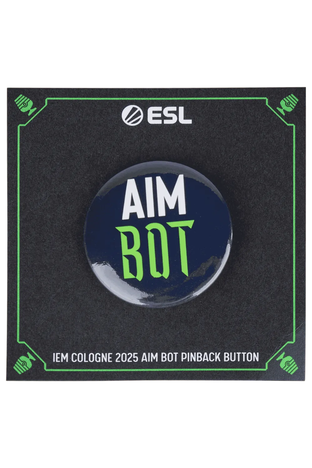 ESL AIM BOT insigna neagra pinback