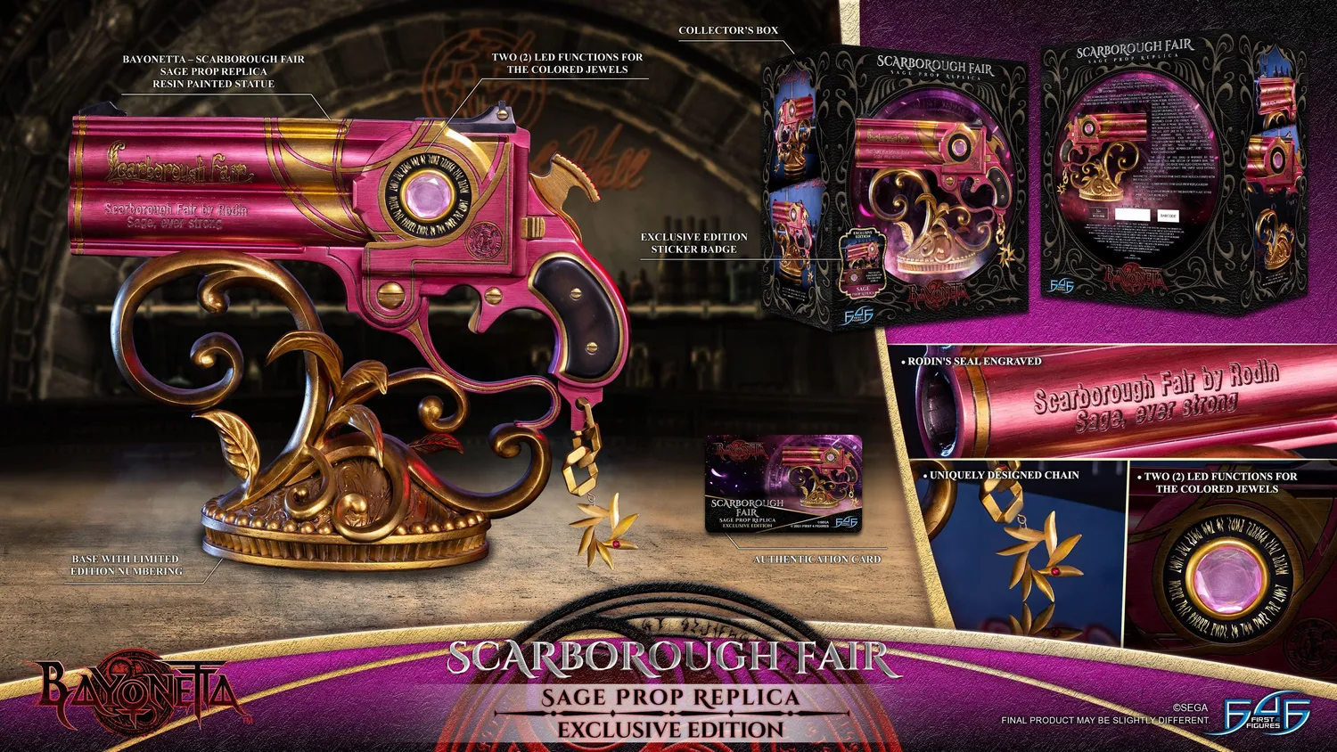 First 4 Figures Bayonetta Sage replică pistol Scarborough Fair LED
