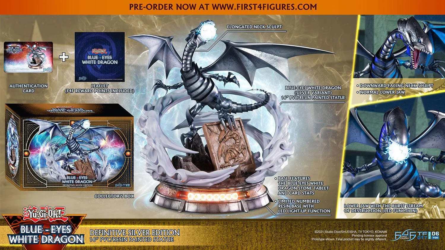 First 4 Figures Yu-Gi-Oh Blue-Eyes statueta Silver PVC LED