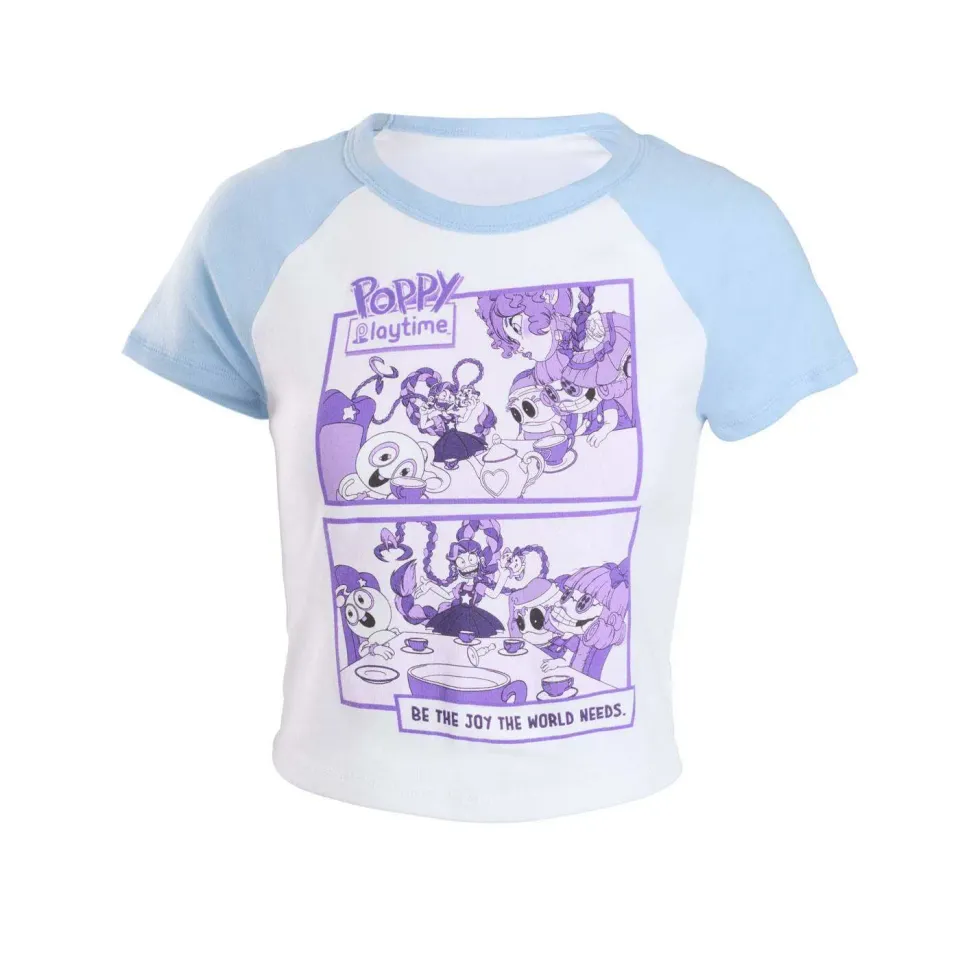 Huggy Wuggy Poppy Playtime Tea Party tricou crop mov