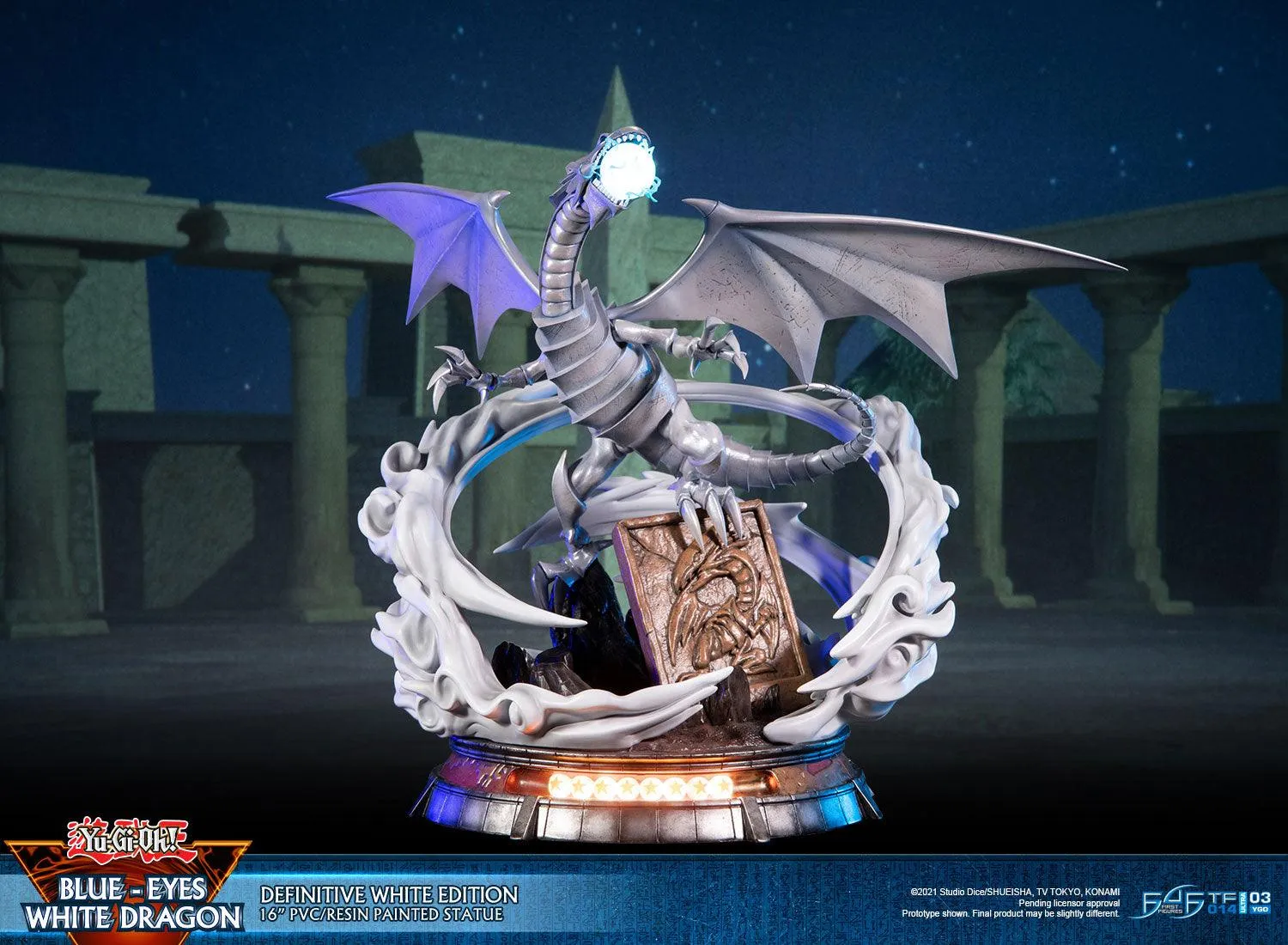 First 4 Figures Yu-Gi-Oh Blue-Eyes statuetă White Edition LED