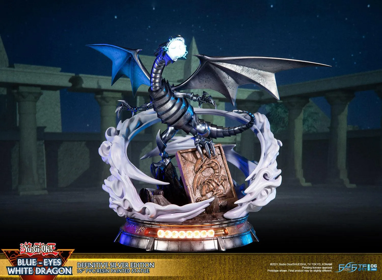 First 4 Figures Yu-Gi-Oh Blue-Eyes statueta Silver PVC LED