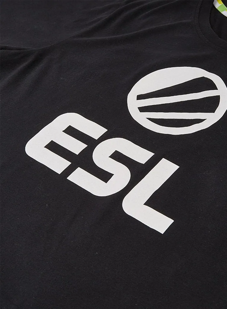 ESL Short Sleeve tricou negru bumbac logo alb marimi mari