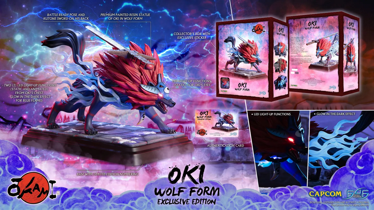 First 4 Figures Okami Oki statuetă Wolf Form Exclusive LED