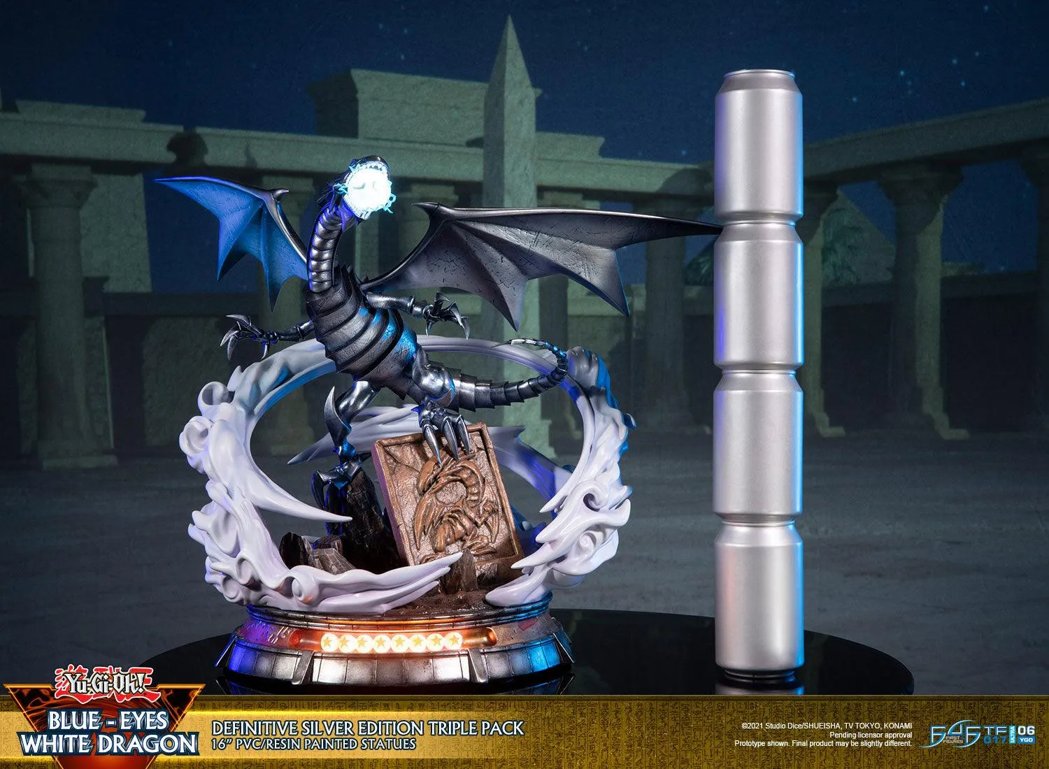 First 4 Figures Yu-Gi-Oh Blue-Eyes White Dragon statueta Silver Triple