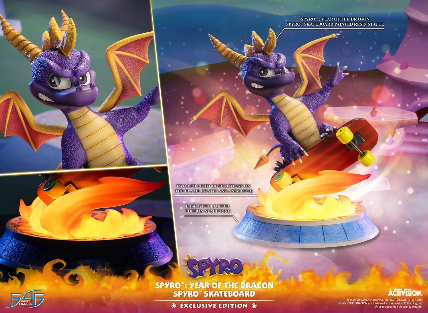 First 4 Figures Spyro Skateboard statueta Exclusive LED