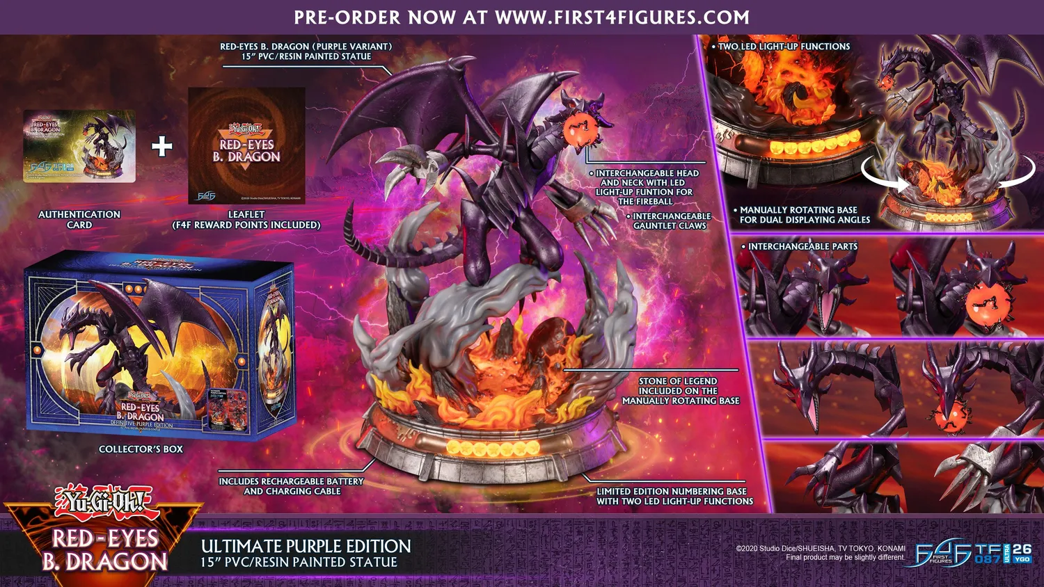 First 4 Figures Yu-Gi-Oh Red-Eyes Dragon statueta Ultimate Purple