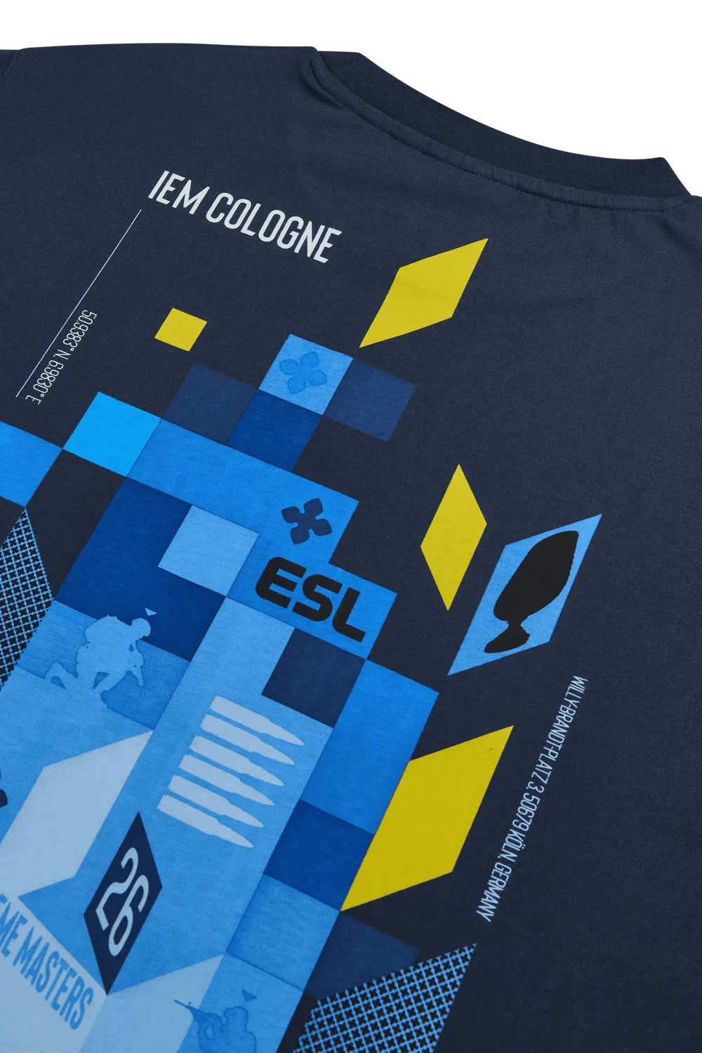 ESL IEM Cologne 2026 Geometric tricou bleumarin bumbac