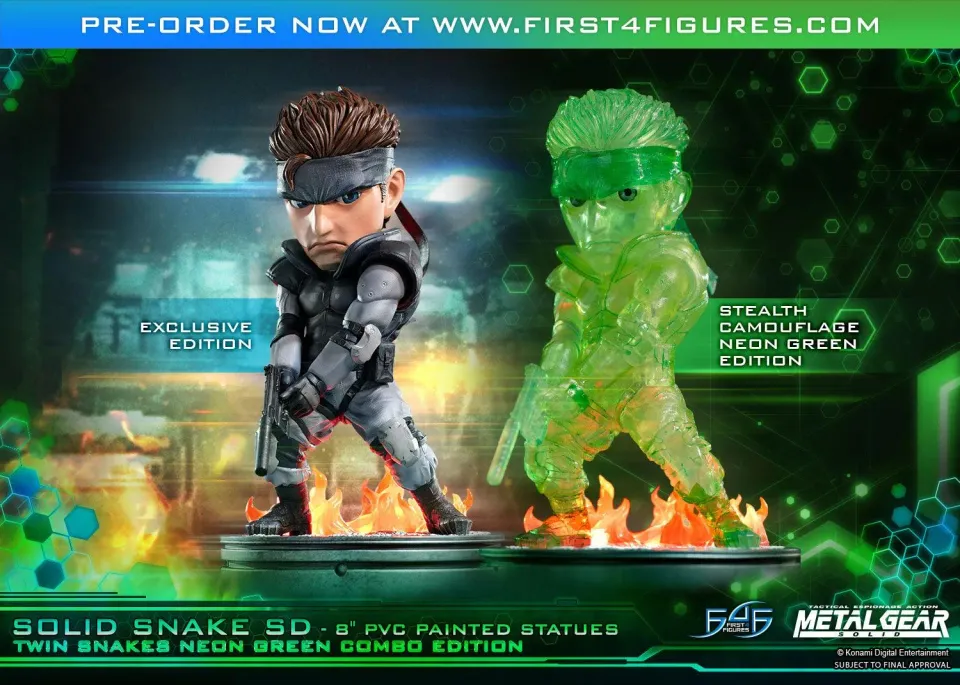 First 4 Figures Solid Snake SD statuetă Neon Green Combo Edition