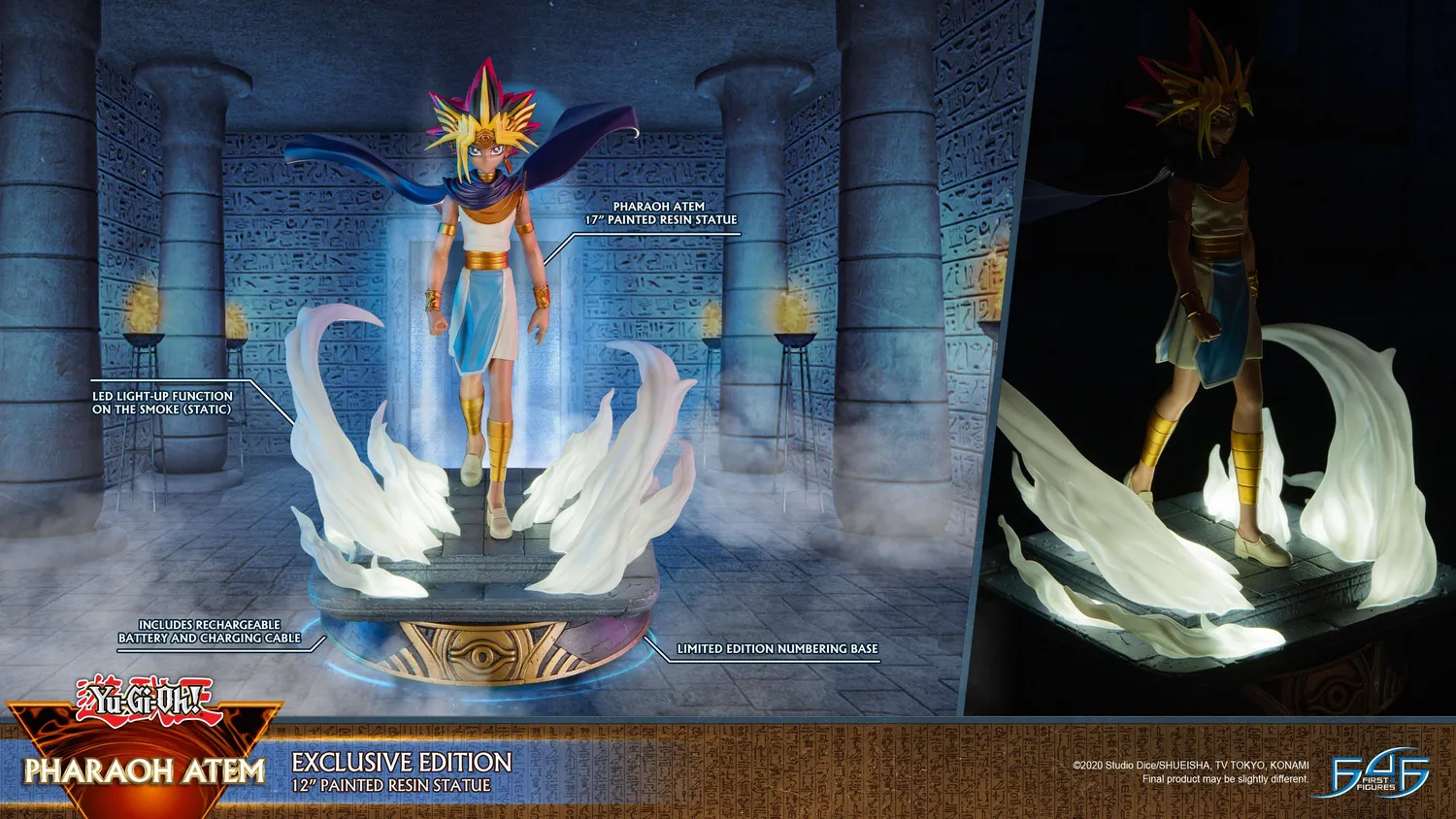 First 4 Figures Yu-Gi-Oh! Pharaoh Atem statuetă Exclusive cu LED