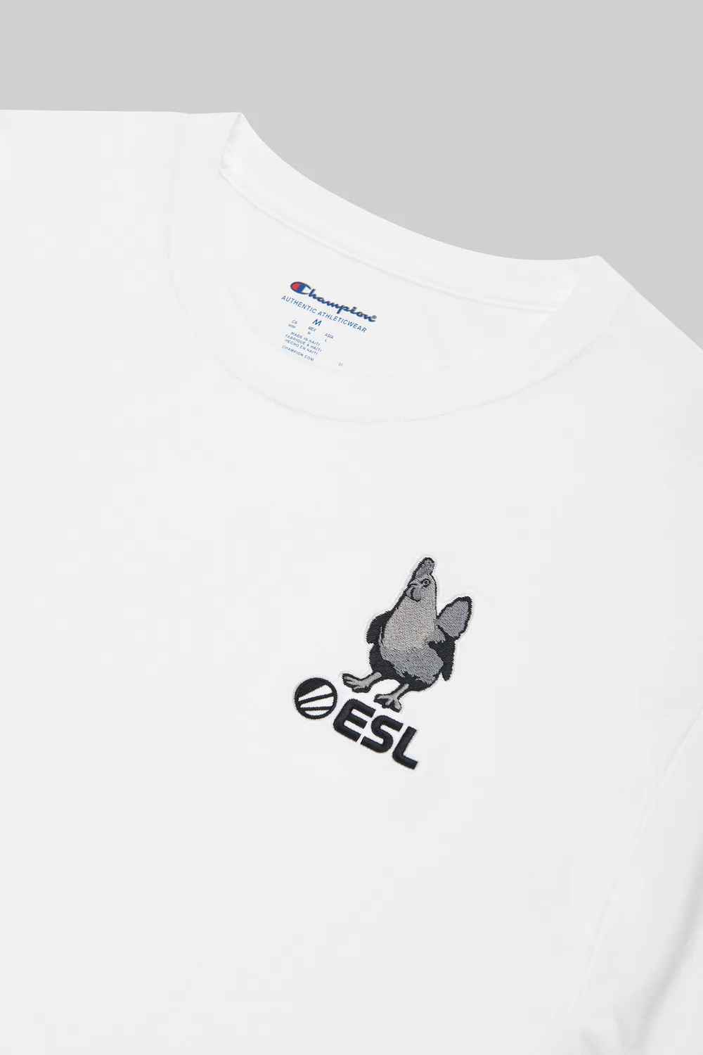 ESL x Champion Patch tricou alb bumbac 250 GSM