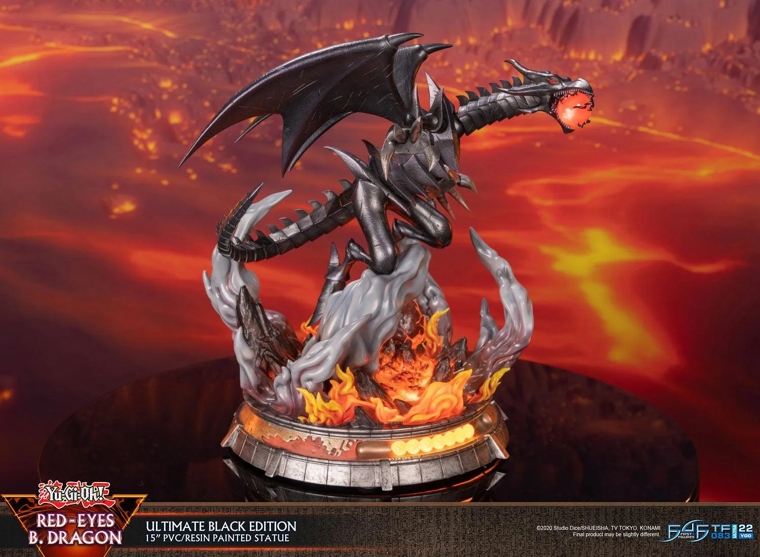First 4 Figures Yu-Gi-Oh Red-Eyes B. Dragon statueta LED Ultimate Black